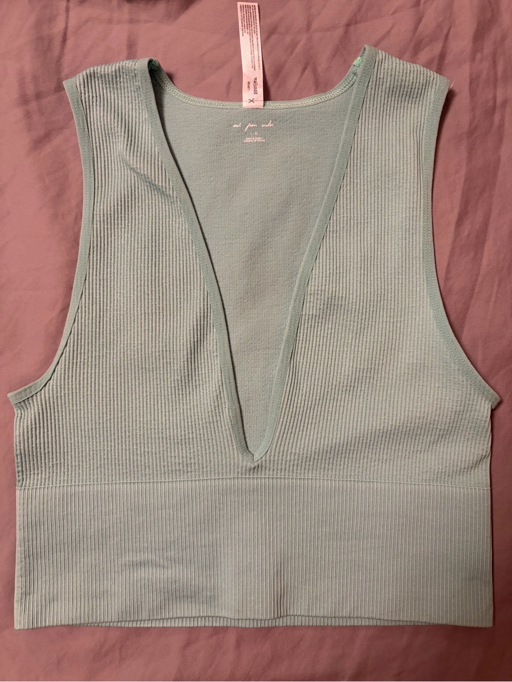 Ribbed V-Neck Crop Tank Top - Mint